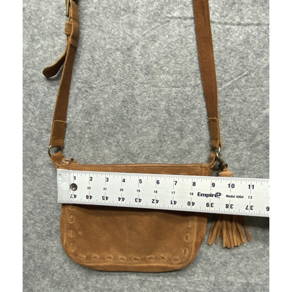 Minnetonka Crossbody Bag Womens Brown Suede Tassel Whipstitch Adjustable Purse - Picture 15 of 16